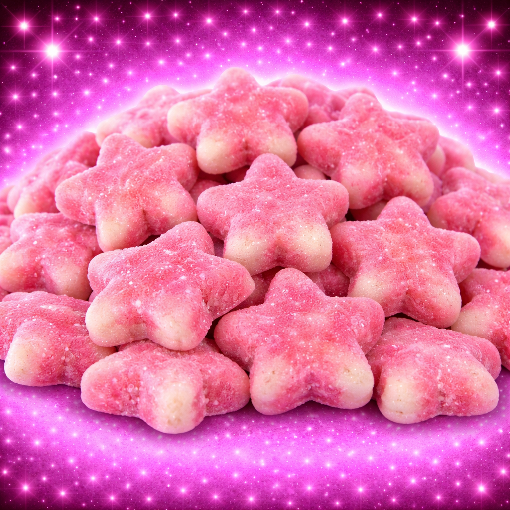 Etoiles twist fraises sucrées rose (100g)